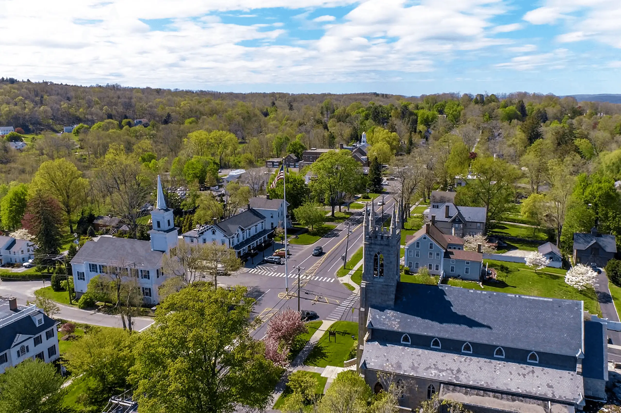 Newtown-CT-Aerial-View-drone-shot