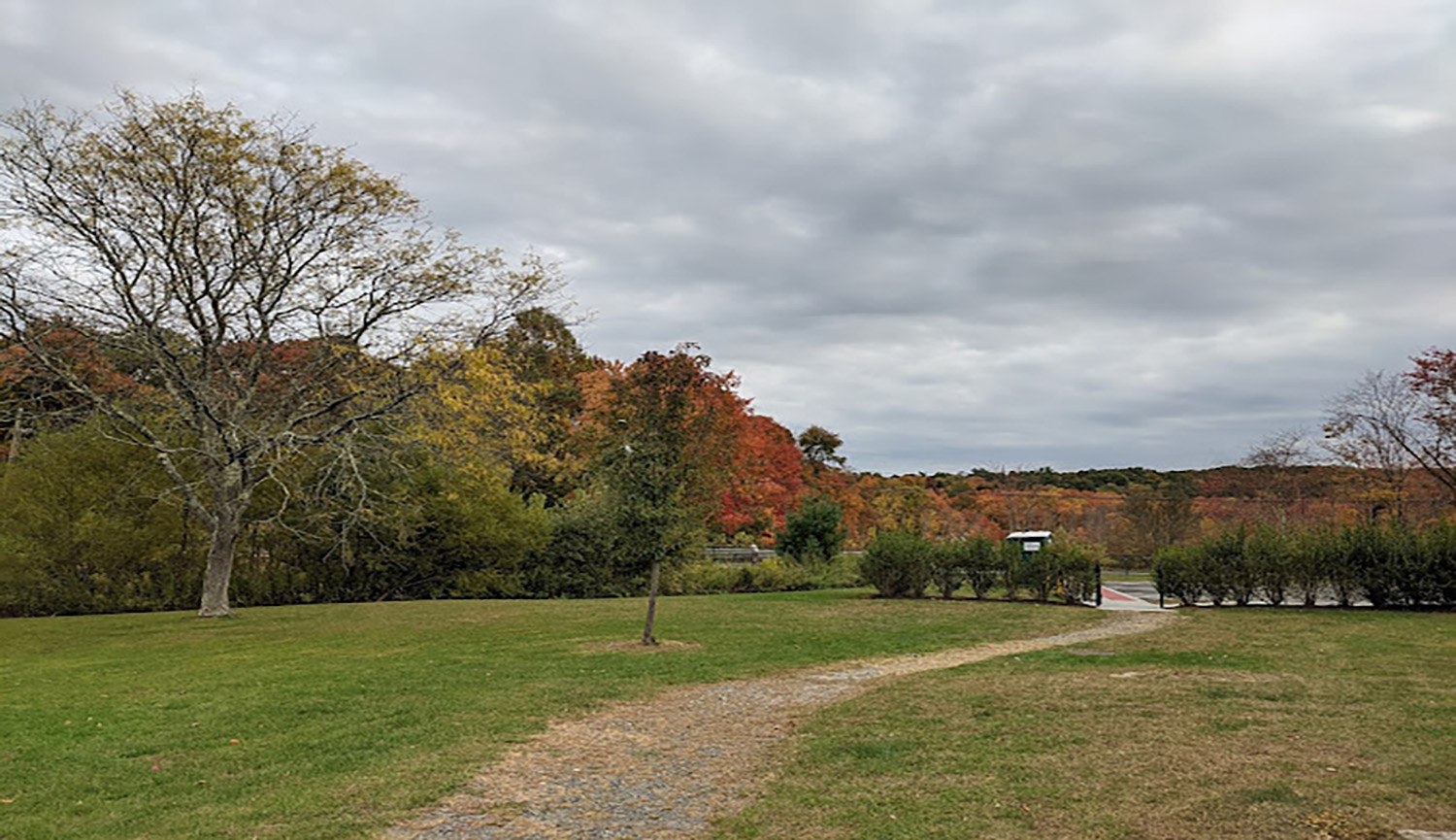 dickinson-memorial-park-field-with-trail-leading-to-sidewalk-newtown-ct